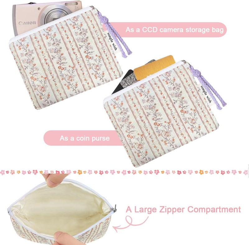 Modacarry Store Cotton Floral Small Organizer Bag Coin Pouch with Cute Prints Zipper for Women Girls (PPLCOF) - Image 2